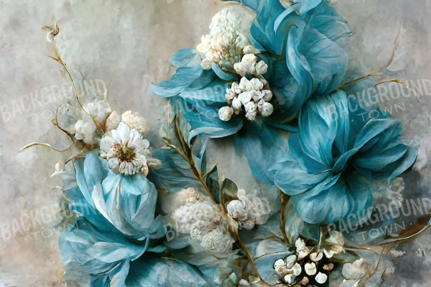 Floral Blues 2 8X5 Ultracloth ( 96 X 60 Inch ) Backdrop