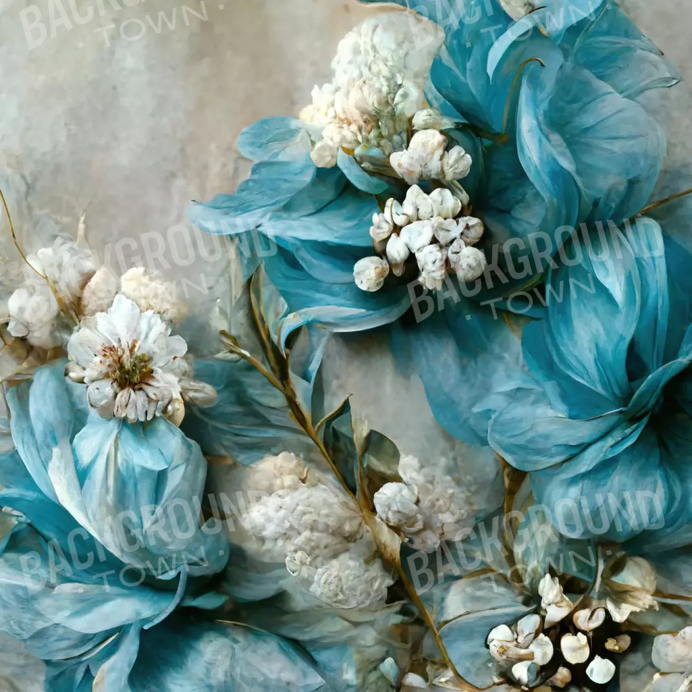 Floral Blues 2 8X8 Fleece ( 96 X Inch ) Backdrop