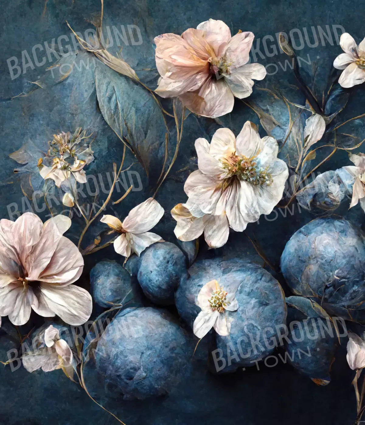 Floral Blues 3 10X12 Ultracloth ( 120 X 144 Inch ) Backdrop