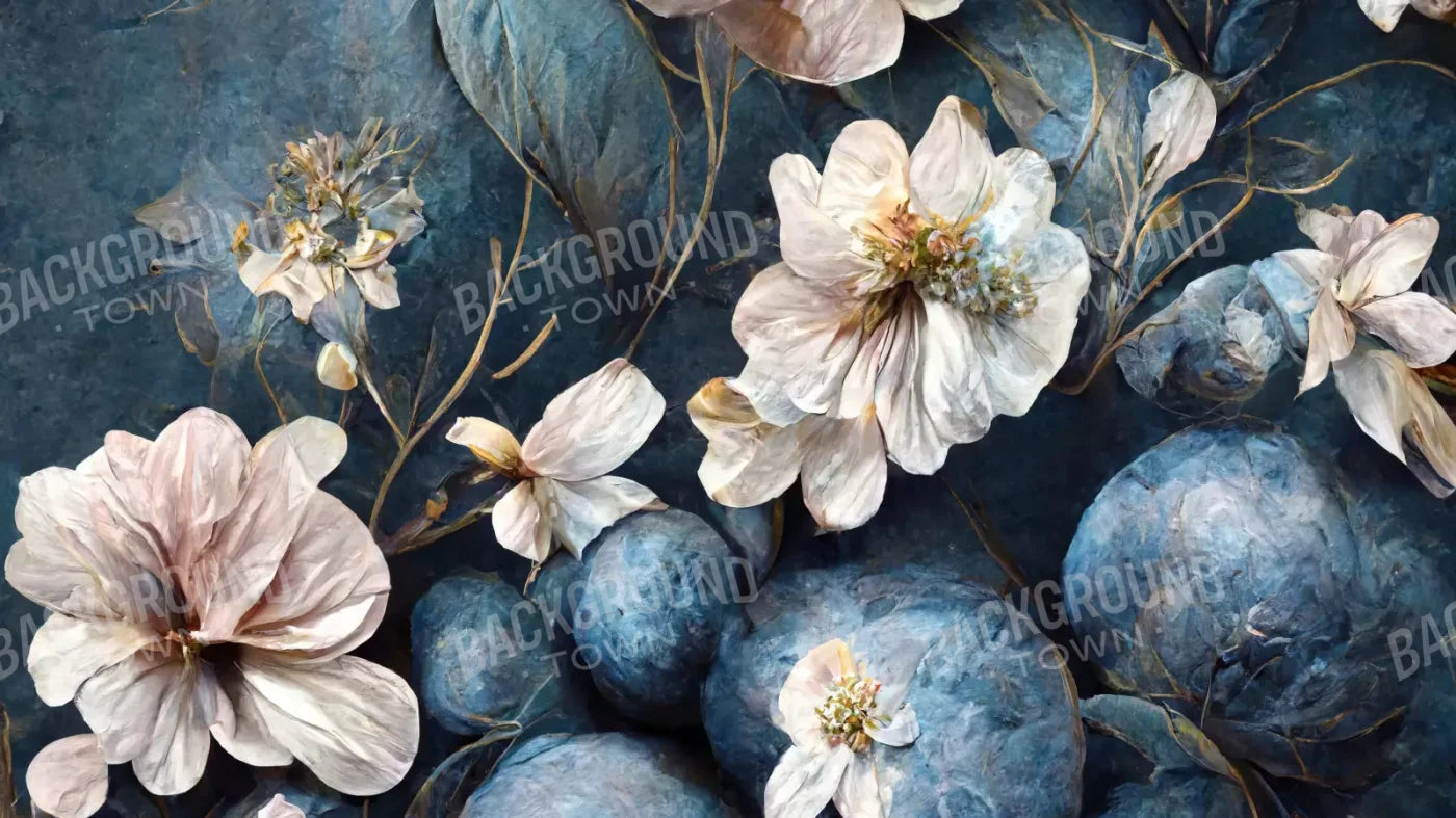 Floral Blues 3 14X8 Ultracloth ( 168 X 96 Inch ) Backdrop