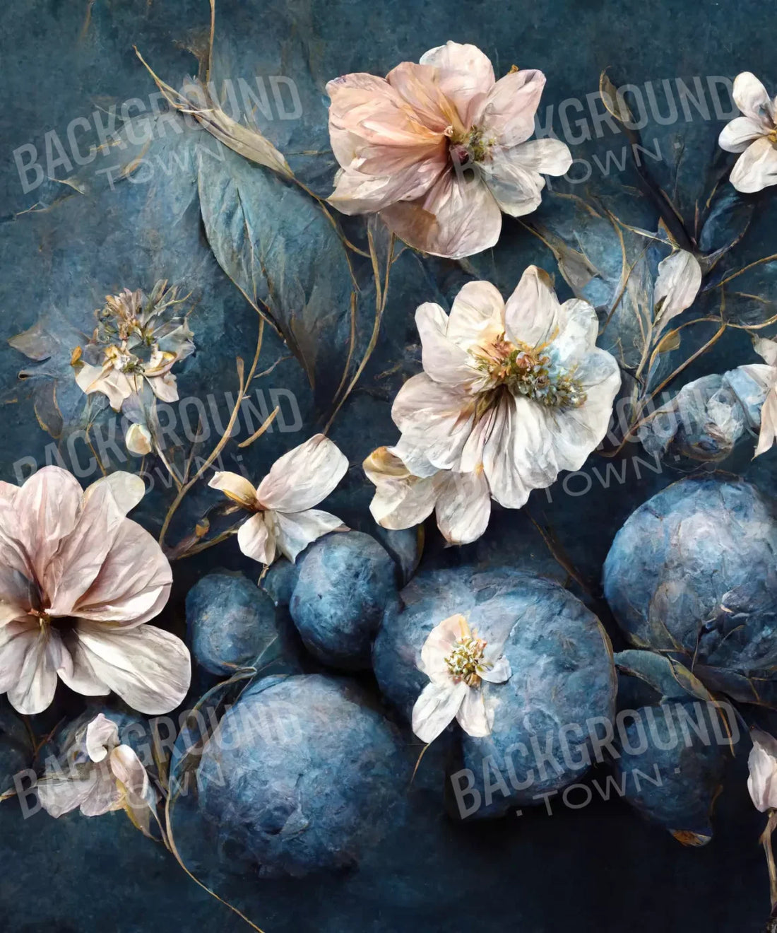 Blue Floral Backdrop for Photography