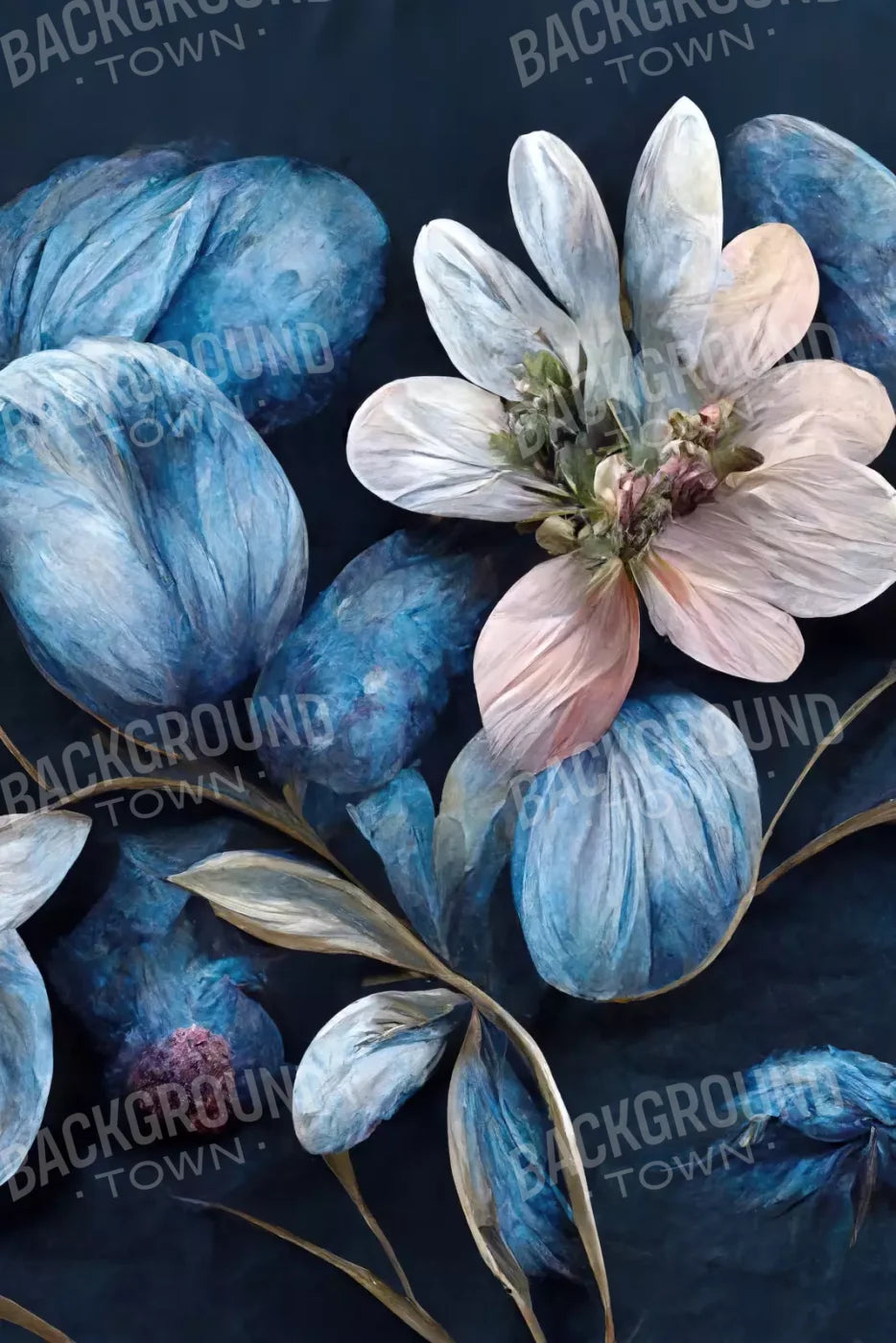 Floral Blues 4 5X8 Ultracloth ( 60 X 96 Inch ) Backdrop