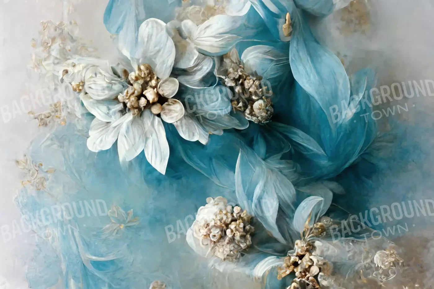 Floral Blues 8X5 Ultracloth ( 96 X 60 Inch ) Backdrop