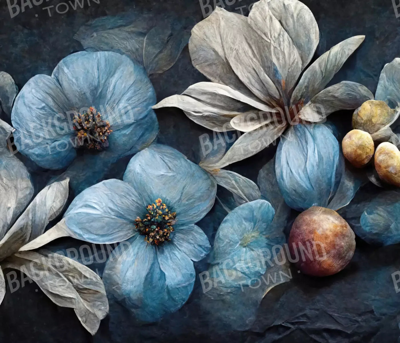 Floral Blues2 12X10 Ultracloth ( 144 X 120 Inch ) Backdrop