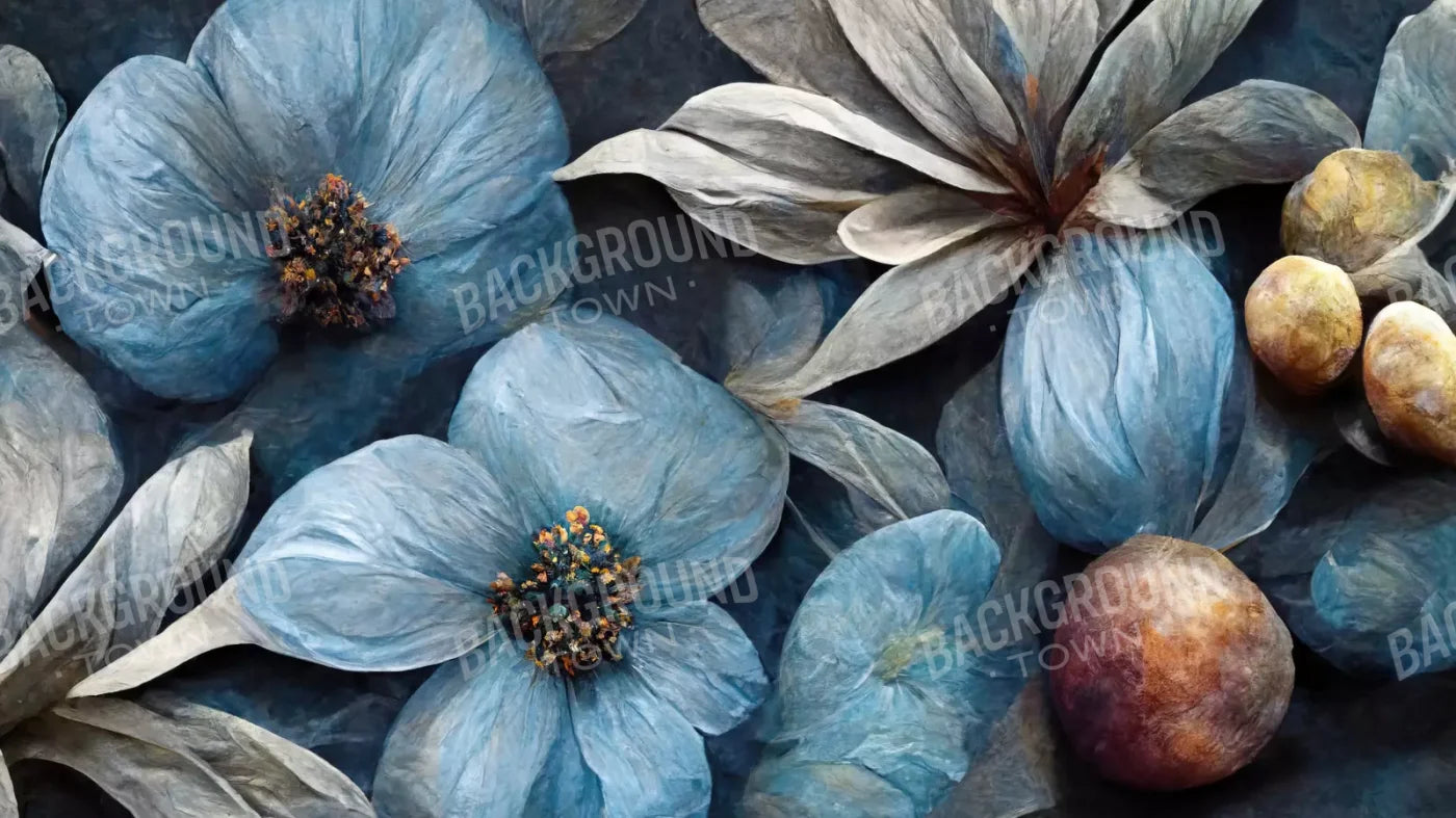 Floral Blues2 14X8 Ultracloth ( 168 X 96 Inch ) Backdrop