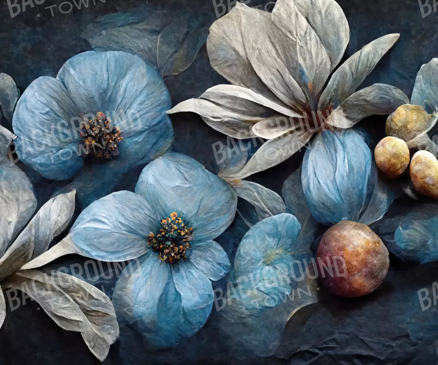 Blue Floral Backdrop for Photography