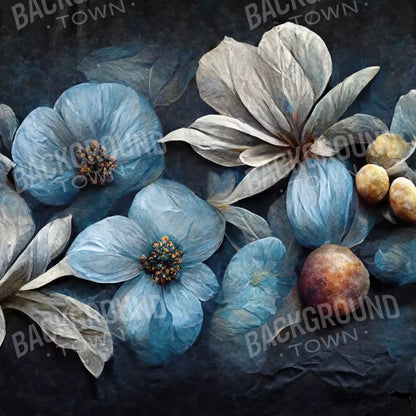 Floral Blues2 8X8 Fleece ( 96 X Inch ) Backdrop