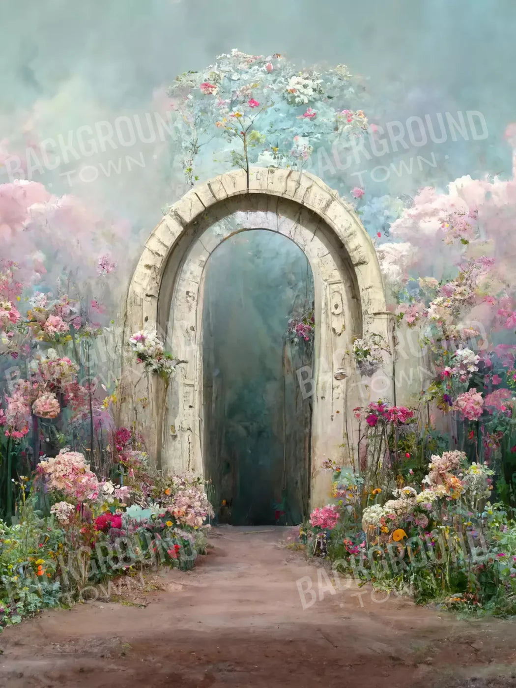 Floral Blush Arch 5X68 Fleece ( 60 X 80 Inch ) Backdrop