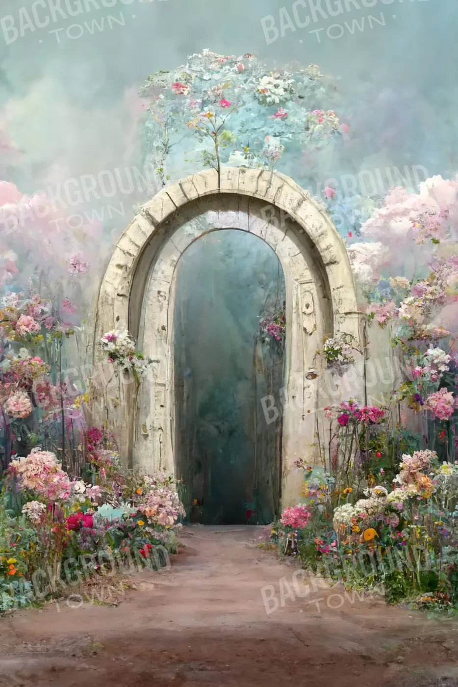 Floral Blush Arch For Lvl Up Backdrop System 5X76 Up ( 60 X 90 Inch )