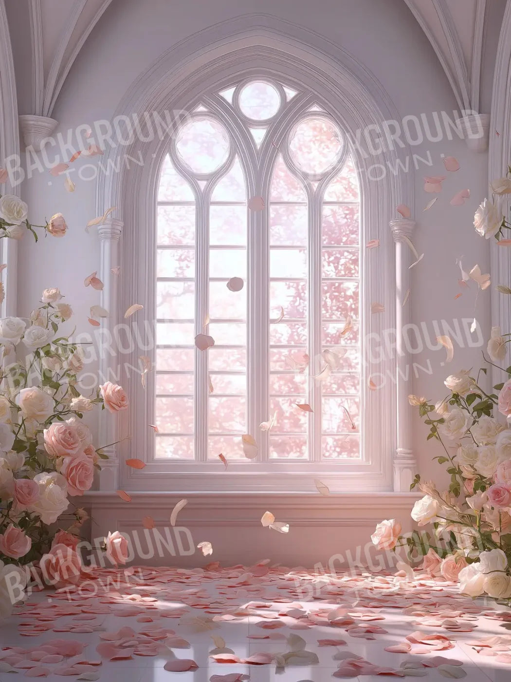 Floral Burst Window 5’x6’8 Fleece (60 x 80 inch) Backdrop