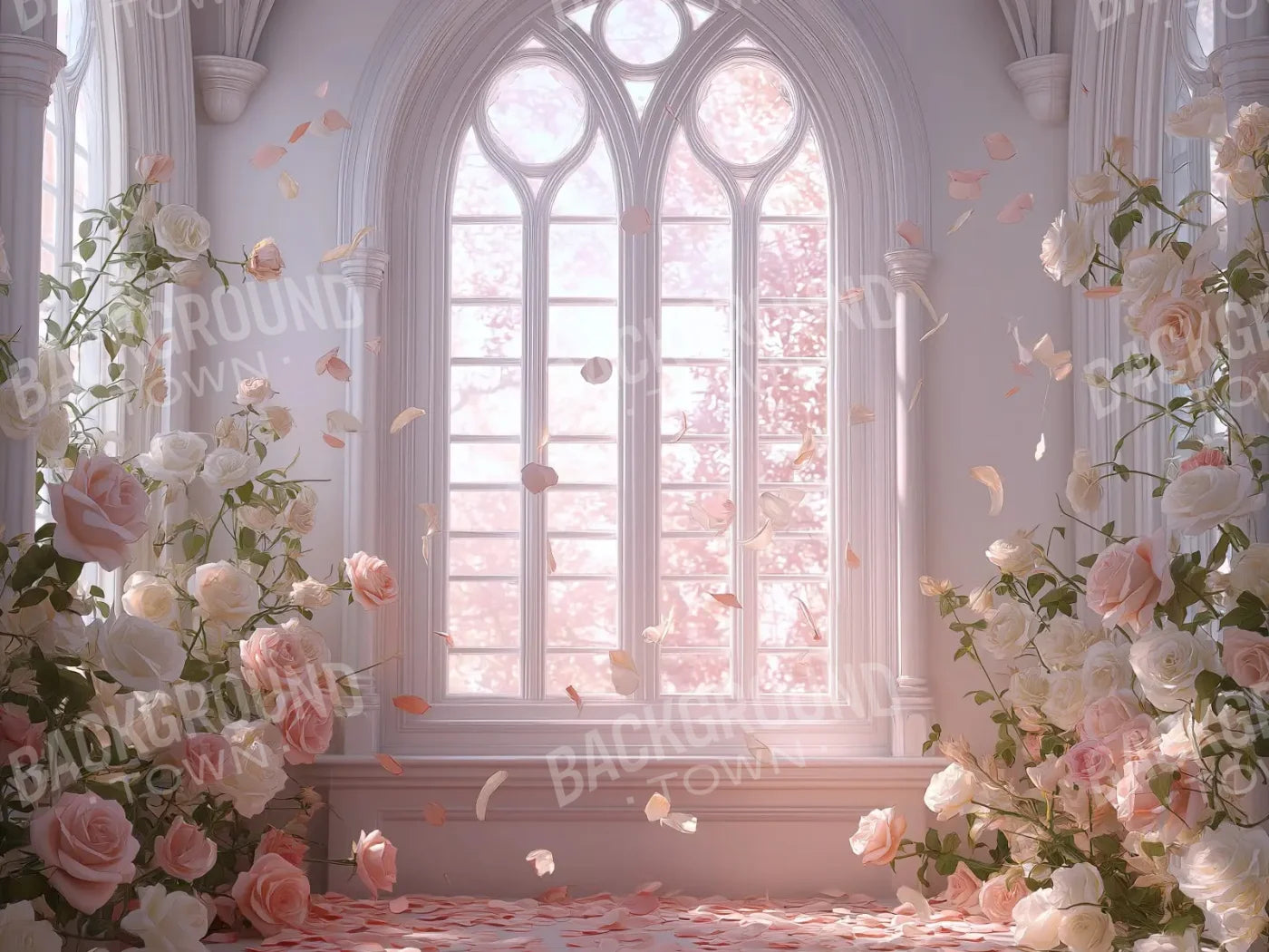Floral Burst Window 8’x6’ Fleece (96 x 72 inch) Backdrop