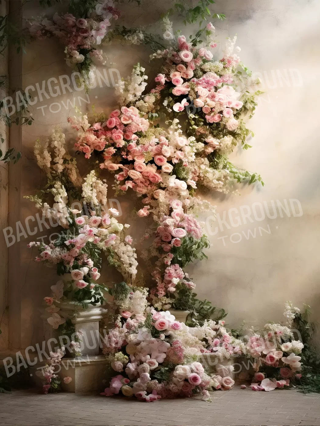 Floral Cascade I 5’X6’8 Fleece (60 X 80 Inch) Backdrop