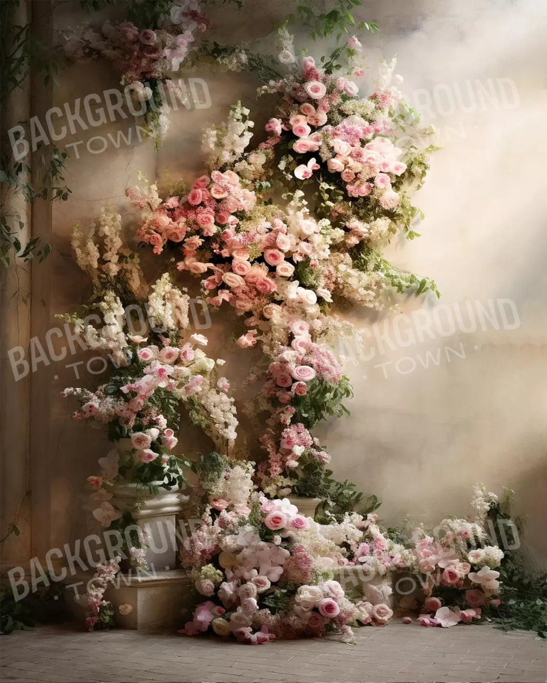 Floral Cascade I 8’X10’ Fleece (96 X 120 Inch) Backdrop