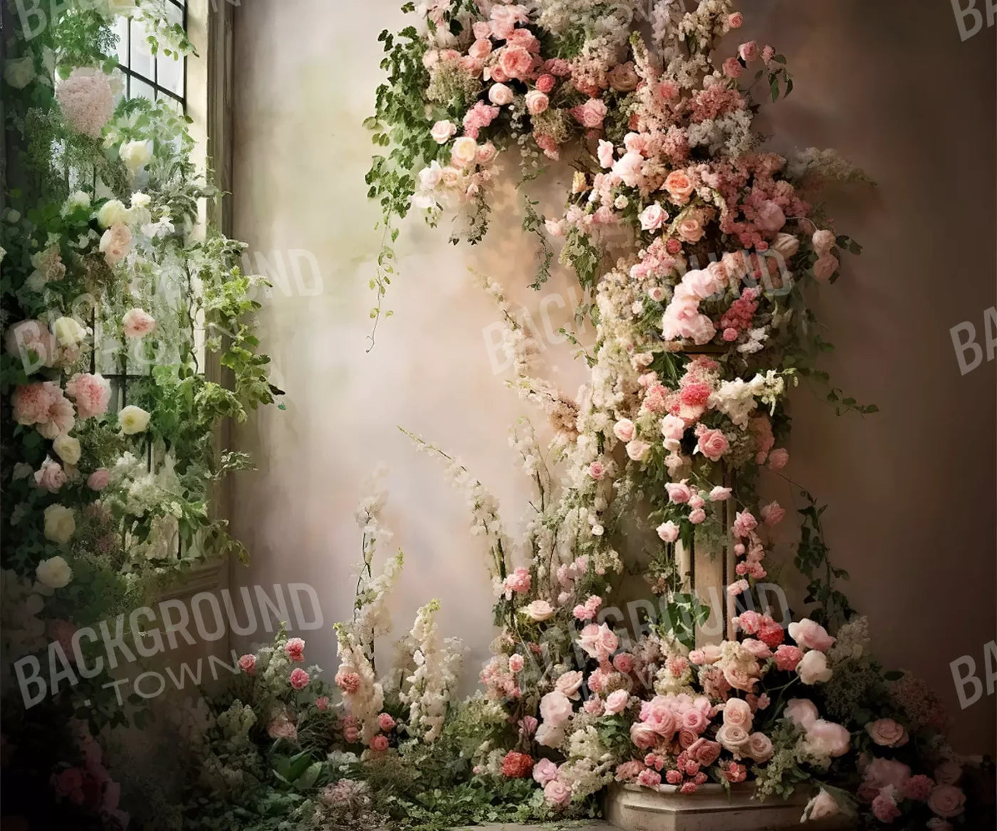 Floral Cascade Ii 12’X10’ Ultracloth (144 X 120 Inch) Backdrop