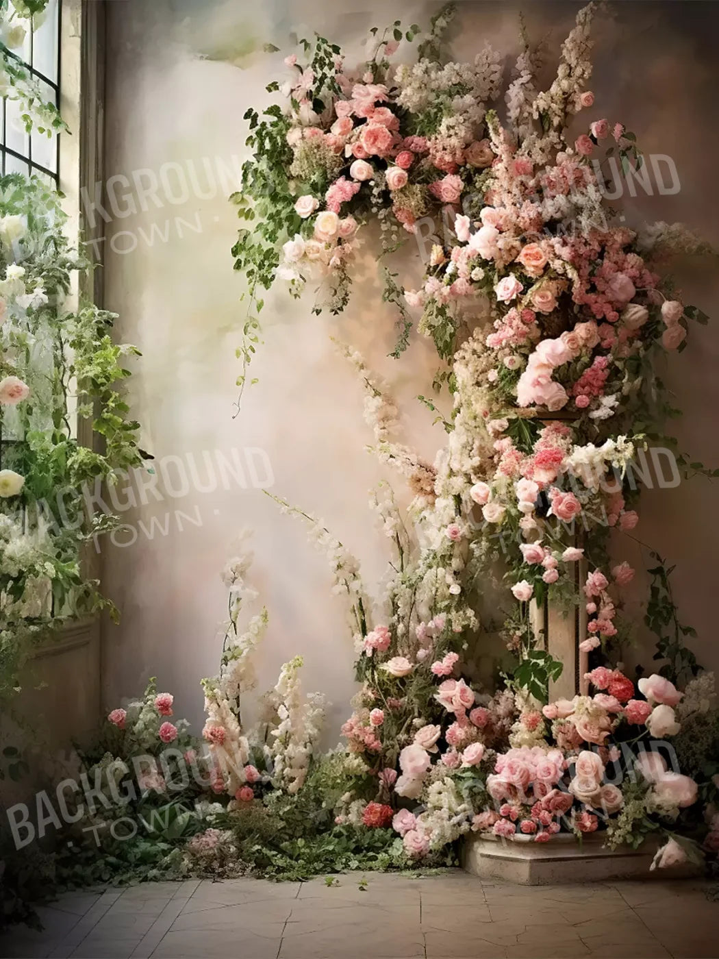 Floral Cascade Ii 5’X6’8 Fleece (60 X 80 Inch) Backdrop
