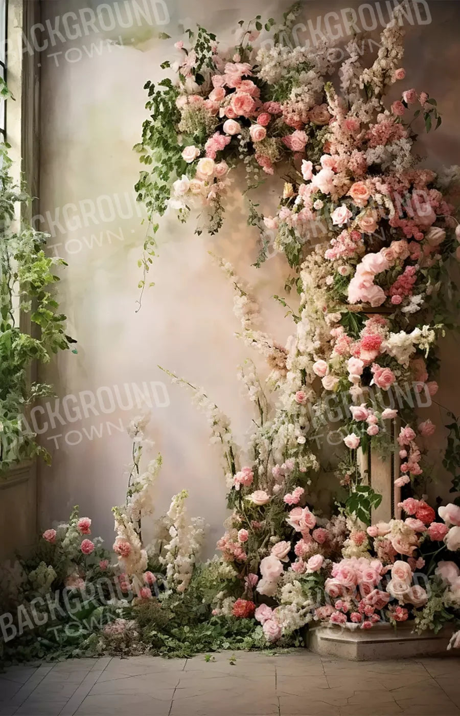 Floral Cascade Ii 9’X14’ Ultracloth (108 X 168 Inch) Backdrop