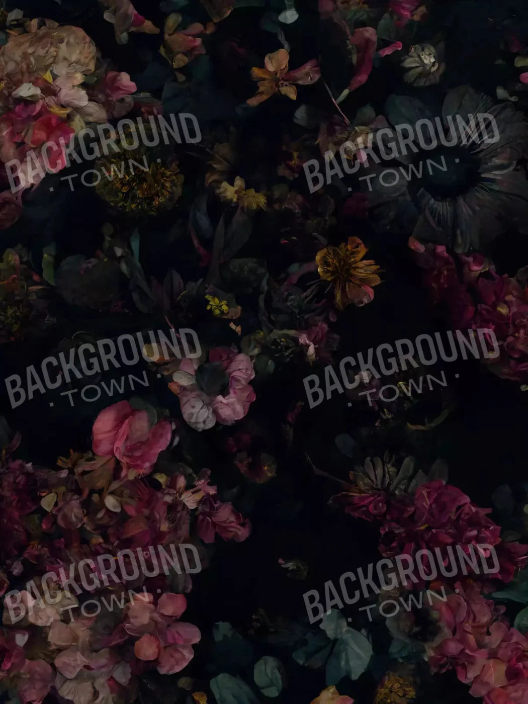 Floral Dark I 5X68 Fleece ( 60 X 80 Inch ) Backdrop