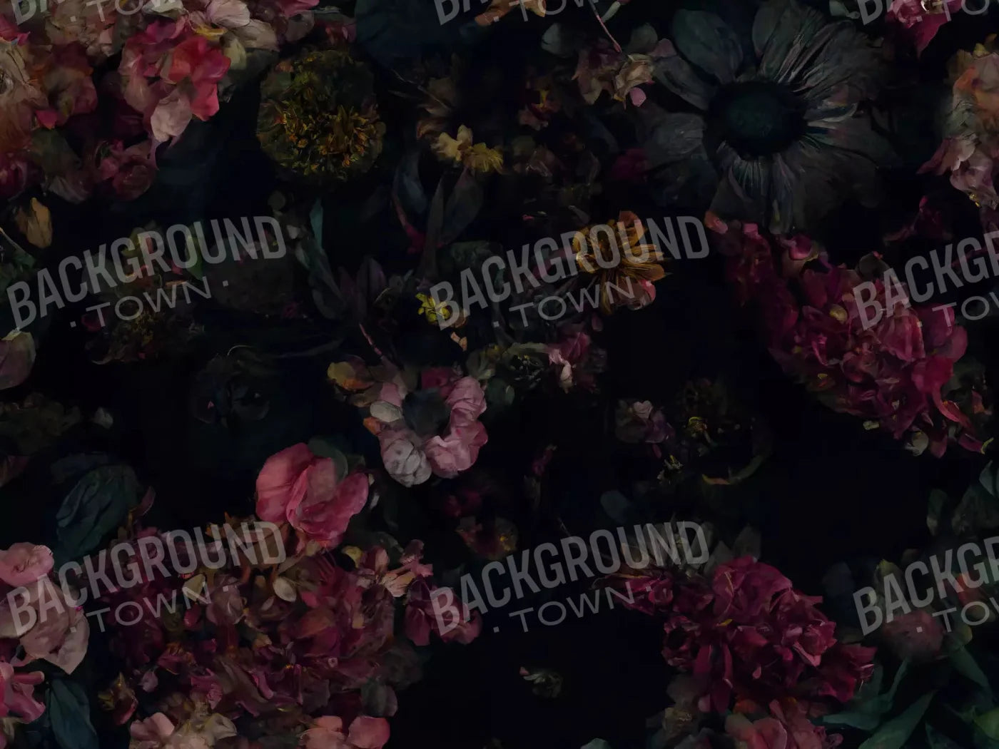 Floral Dark I 68X5 Fleece ( 80 X 60 Inch ) Backdrop