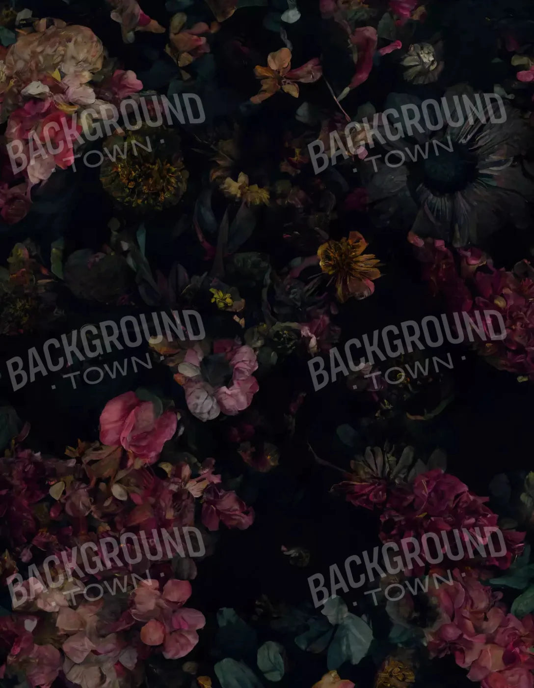 Floral Dark I 6X8 Fleece ( 72 X 96 Inch ) Backdrop