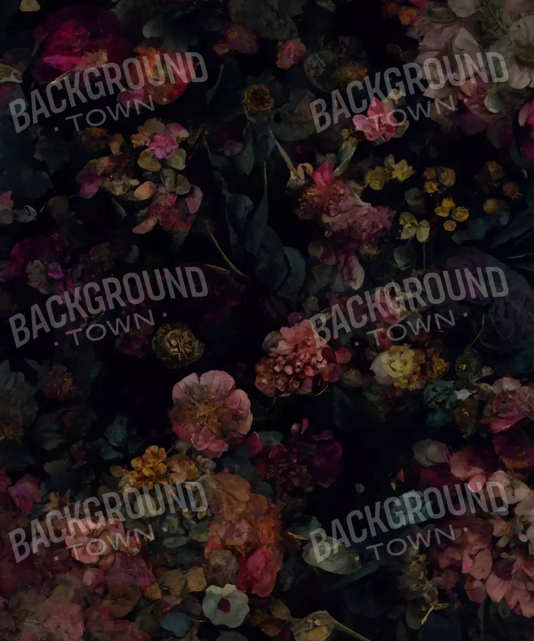 Black Floral Backdrop for Photography