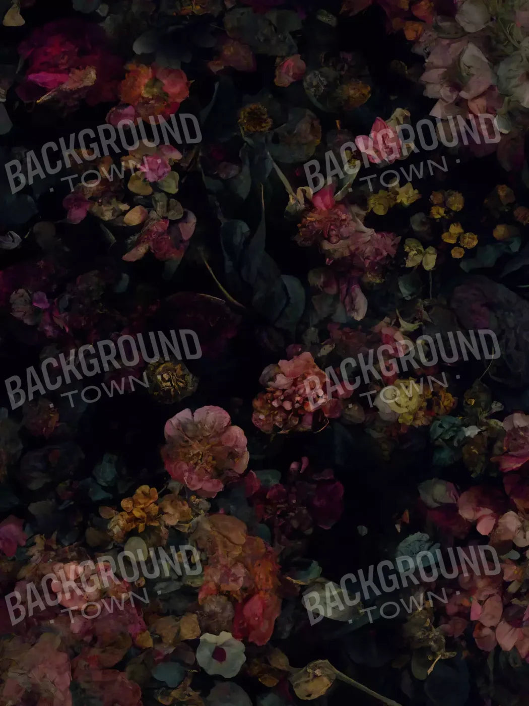 Floral Dark Ii 5X68 Fleece ( 60 X 80 Inch ) Backdrop