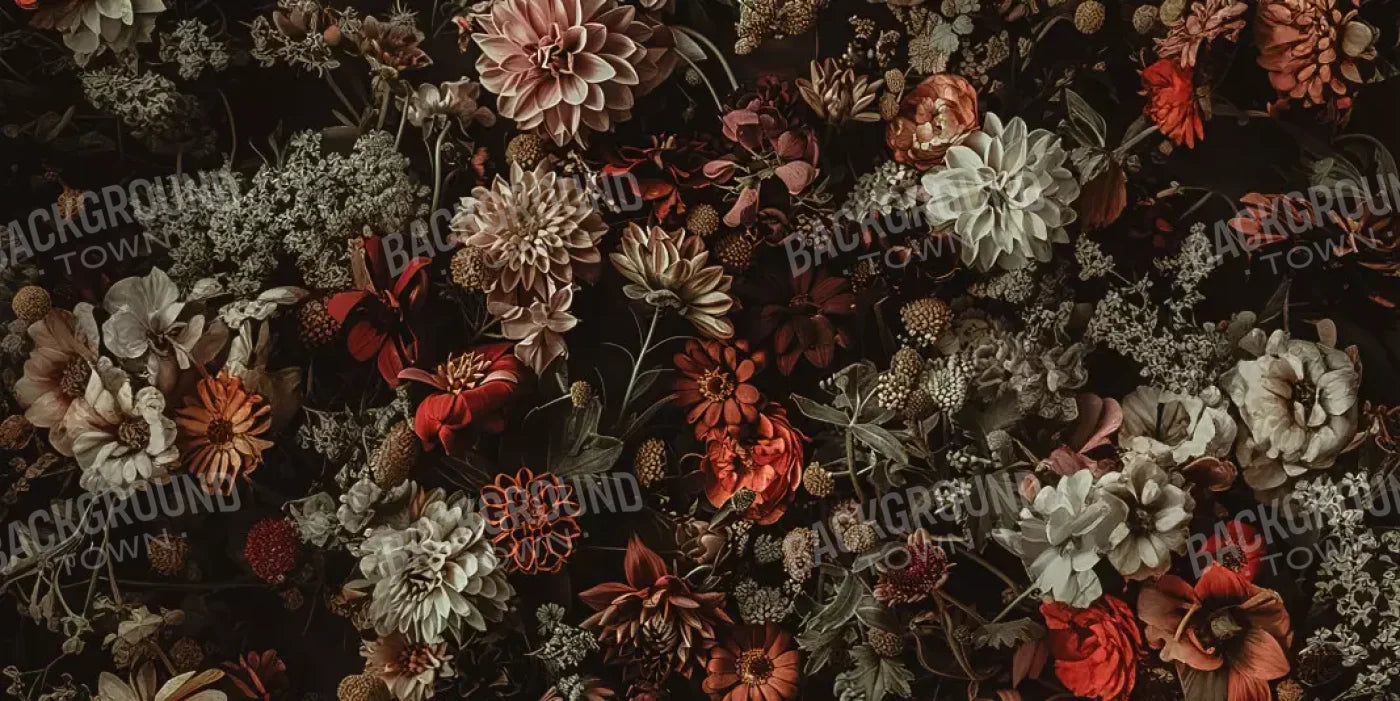 Floral Fantasy Warm 16’X8’ Ultracloth (192 X 96 Inch) Backdrop
