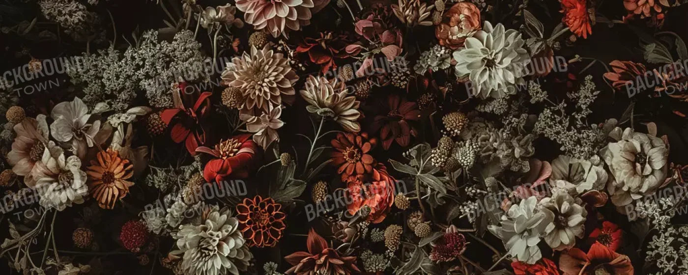 Floral Fantasy Warm 20’X8’ Ultracloth (240 X 96 Inch) Backdrop