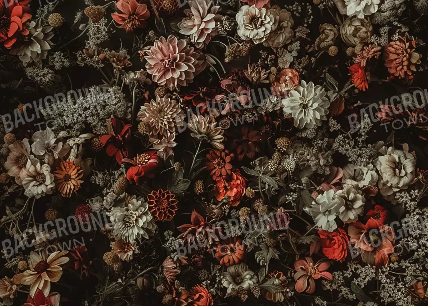 Floral Fantasy Warm 7’X5’ Ultracloth (84 X 60 Inch) Backdrop