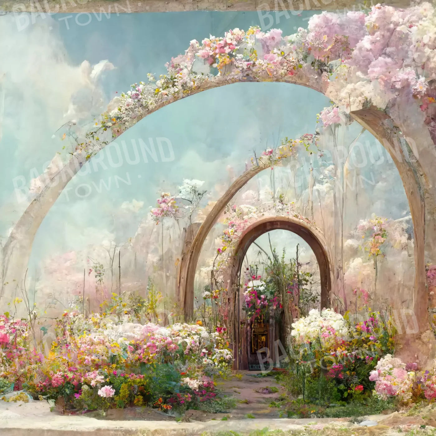 Beige Floral Backdrop for Photography