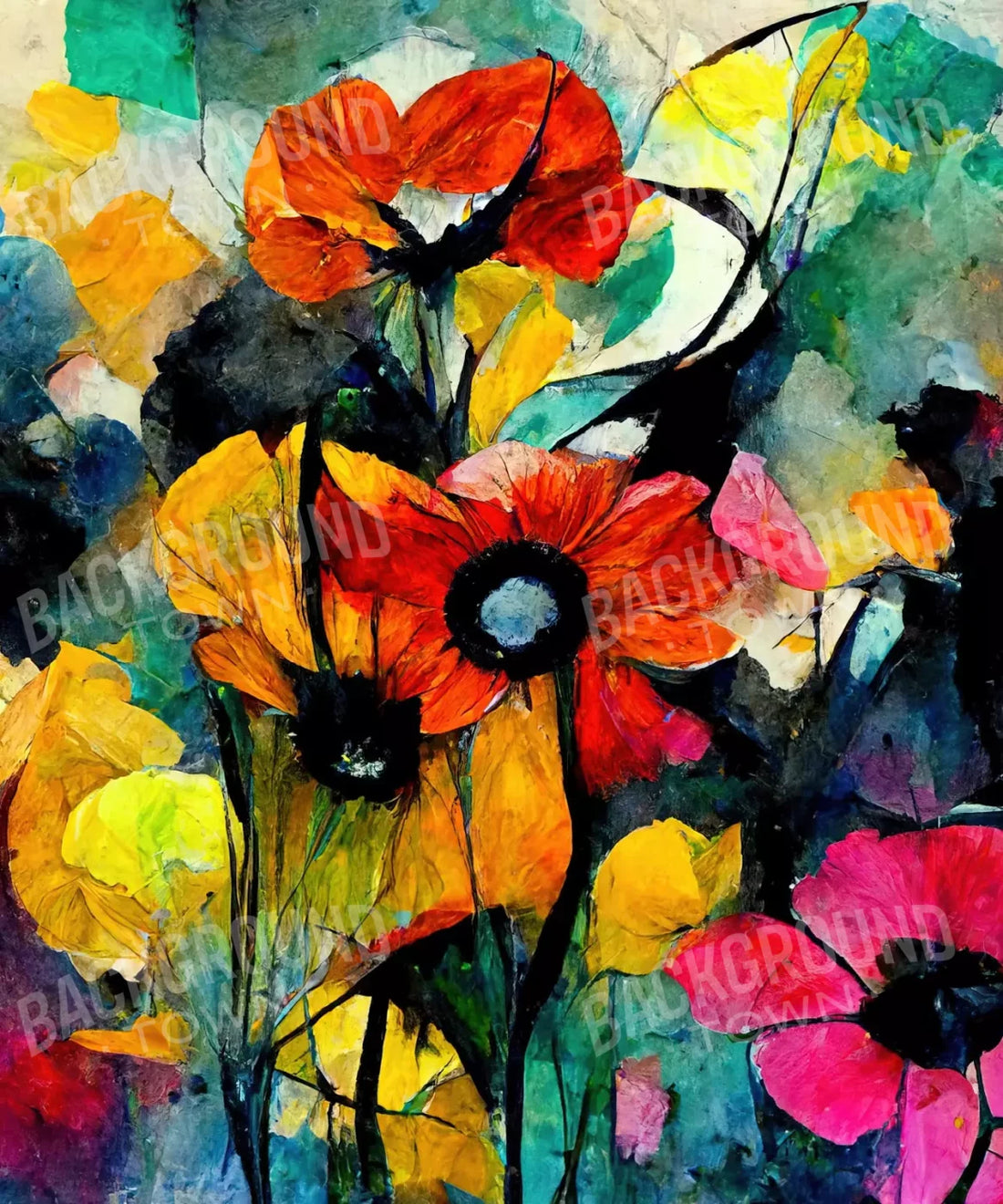 Multi-Color Floral Backdrop for Photography