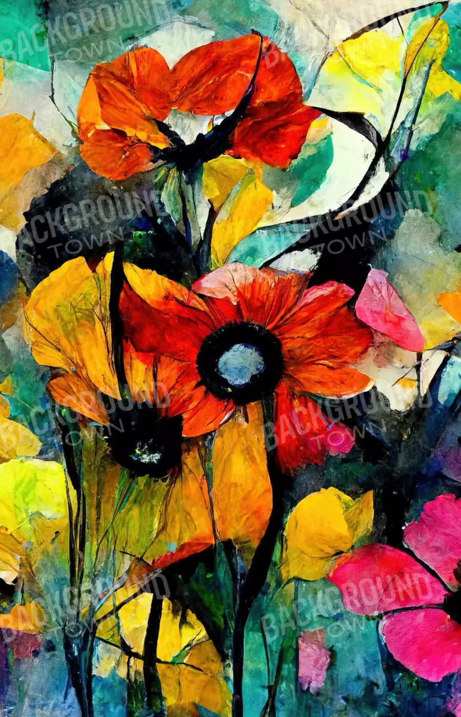 Floral Graffitti 8X12 Ultracloth ( 96 X 144 Inch ) Backdrop