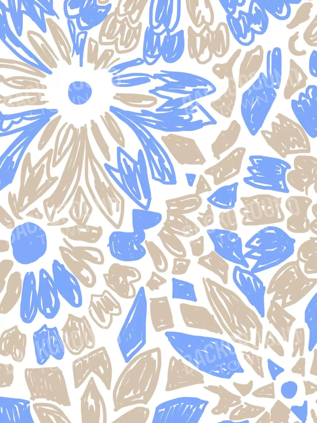 Floral Grey Blue 5X68 Fleece ( 60 X 80 Inch ) Backdrop