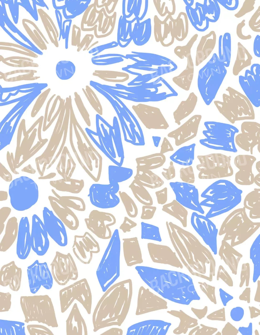 Floral Grey Blue 6X8 Fleece ( 72 X 96 Inch ) Backdrop
