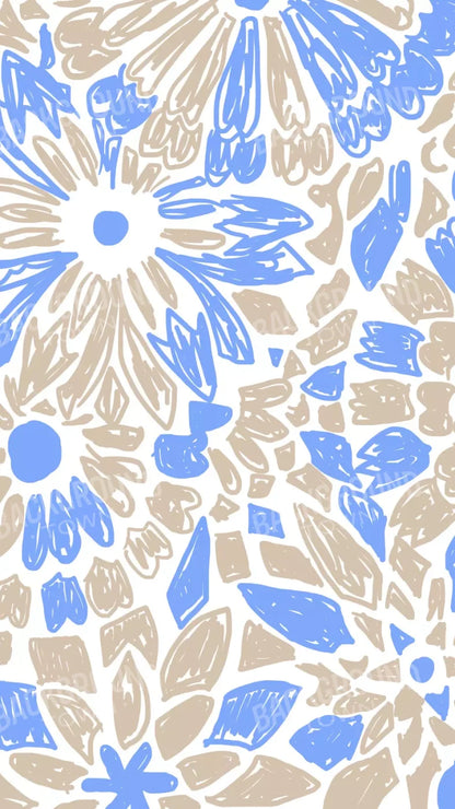 Floral Grey Blue 8X14 Ultracloth ( 96 X 168 Inch ) Backdrop
