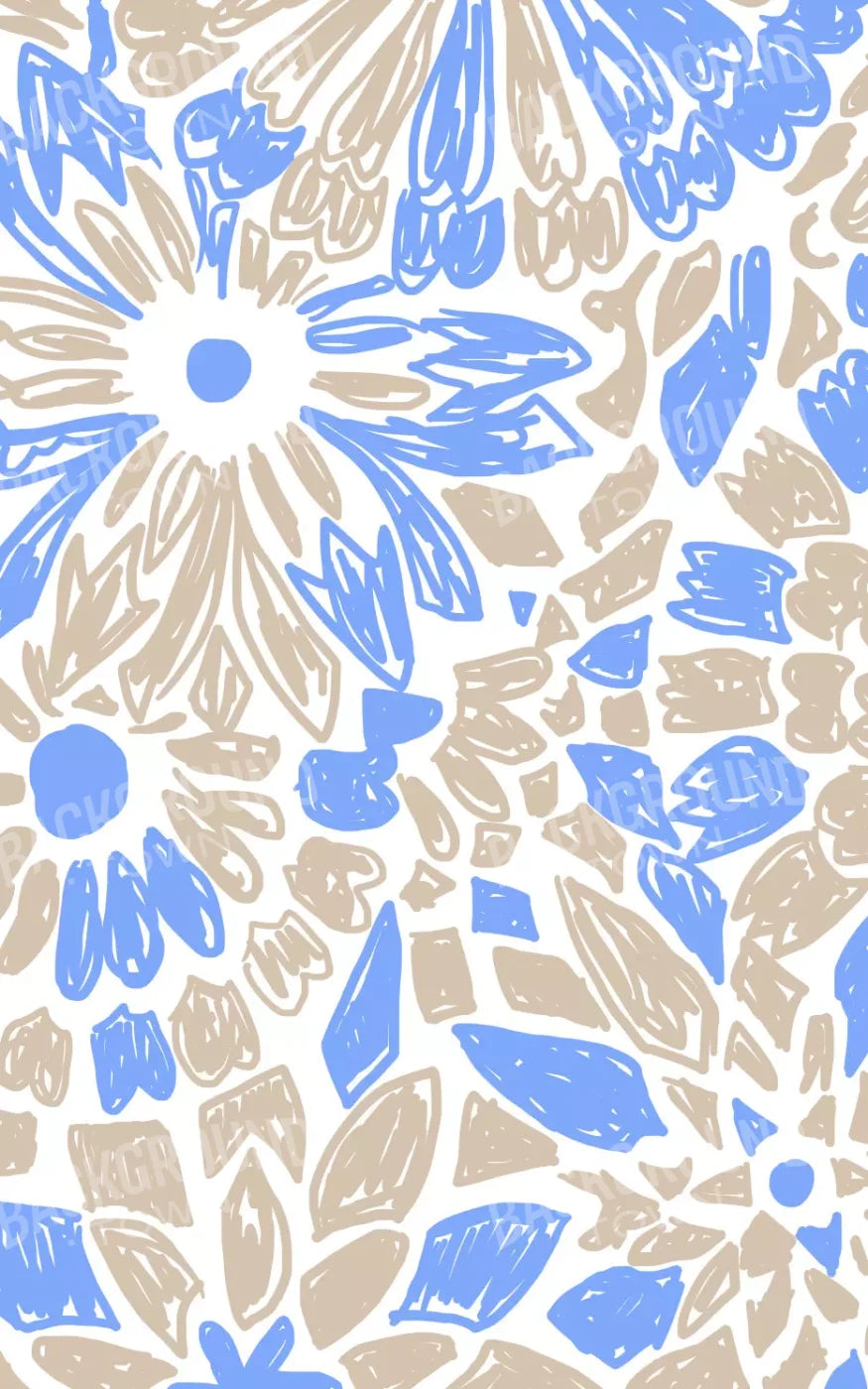Floral Grey Blue 9X14 Ultracloth ( 108 X 168 Inch ) Backdrop
