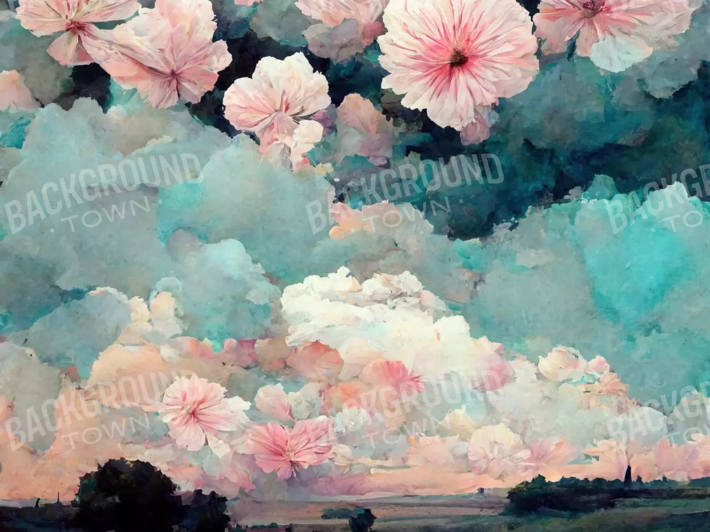 Floral Sky 10’X8’ Fleece (120 X 96 Inch) Backdrop