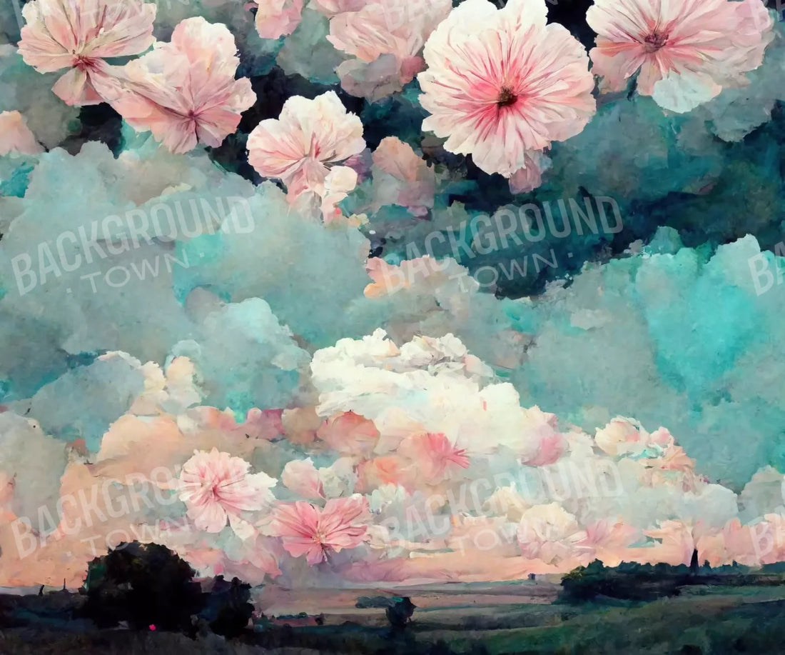 Floral Sky 5’X4’2’ Fleece (60 X 50 Inch) Backdrop