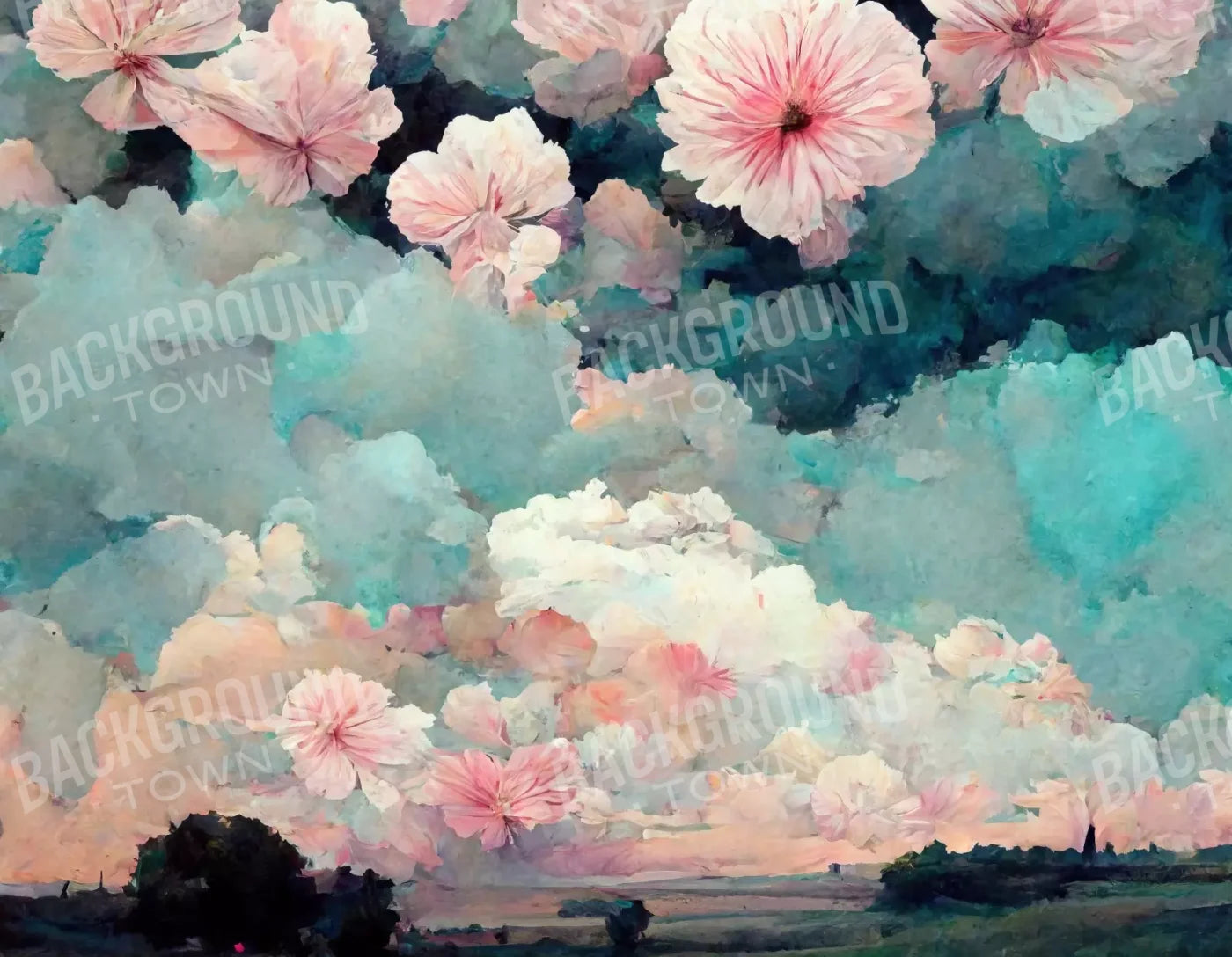 Floral Sky 8’X6’ Fleece (96 X 72 Inch) Backdrop