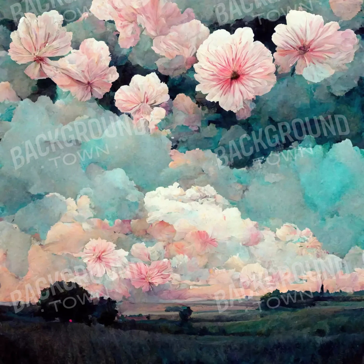 Floral Sky 8’X8’ Fleece (96 X Inch) Backdrop