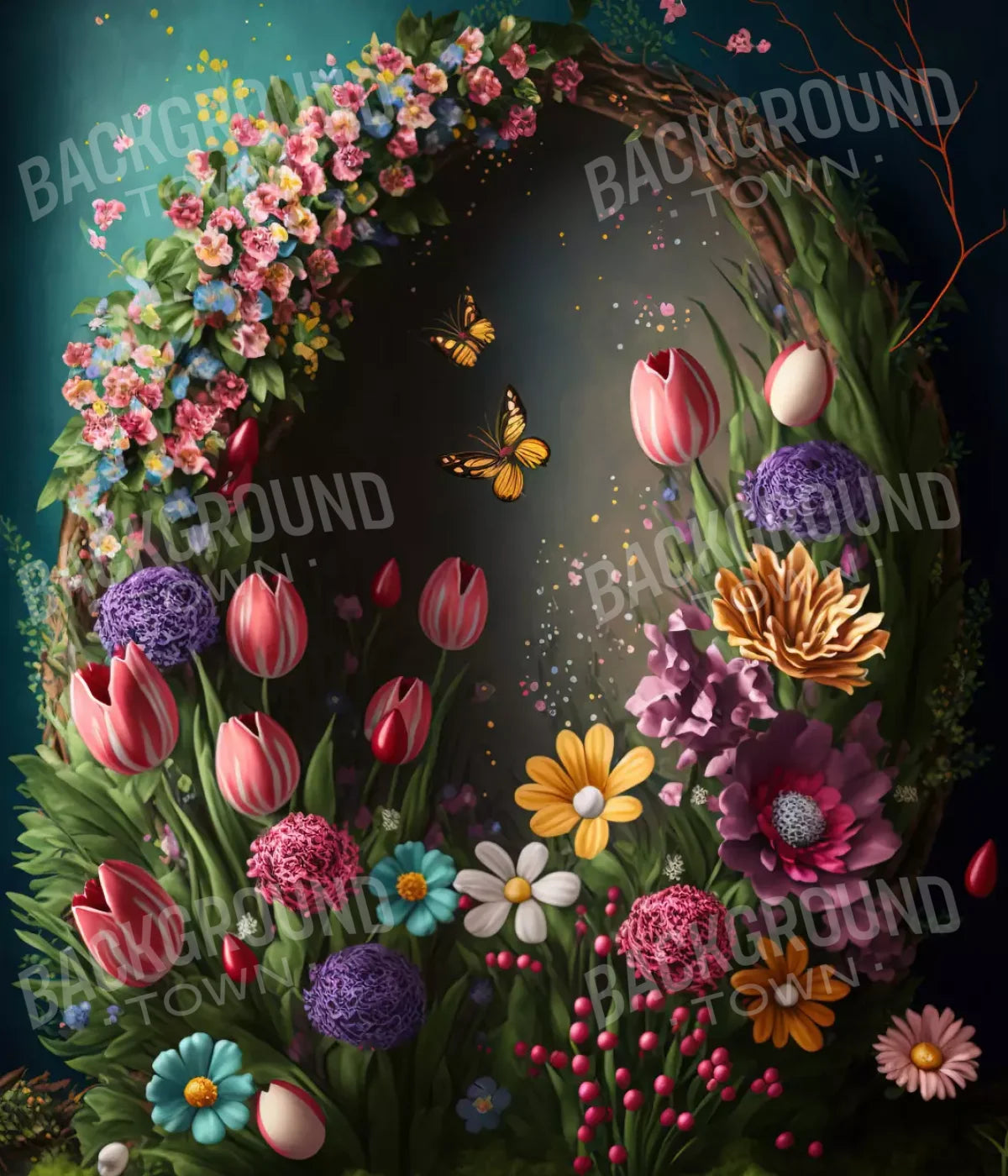 Floral Wreath 10’X12’ Ultracloth (120 X 144 Inch) Backdrop