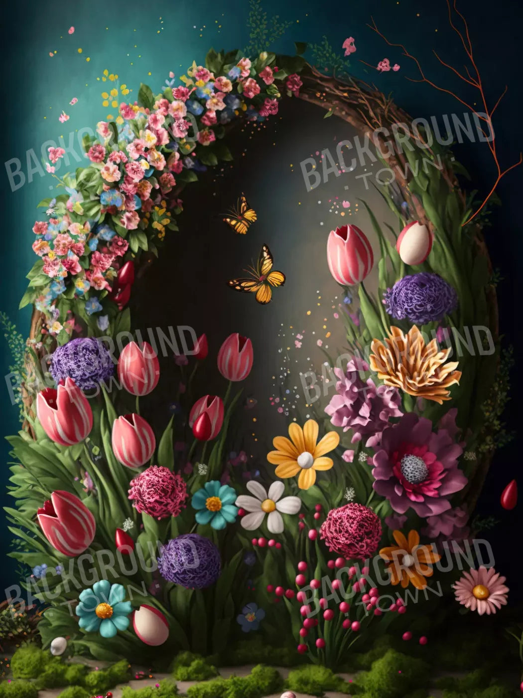 Floral Wreath 5’X6’8’ Fleece (60 X 80 Inch) Backdrop