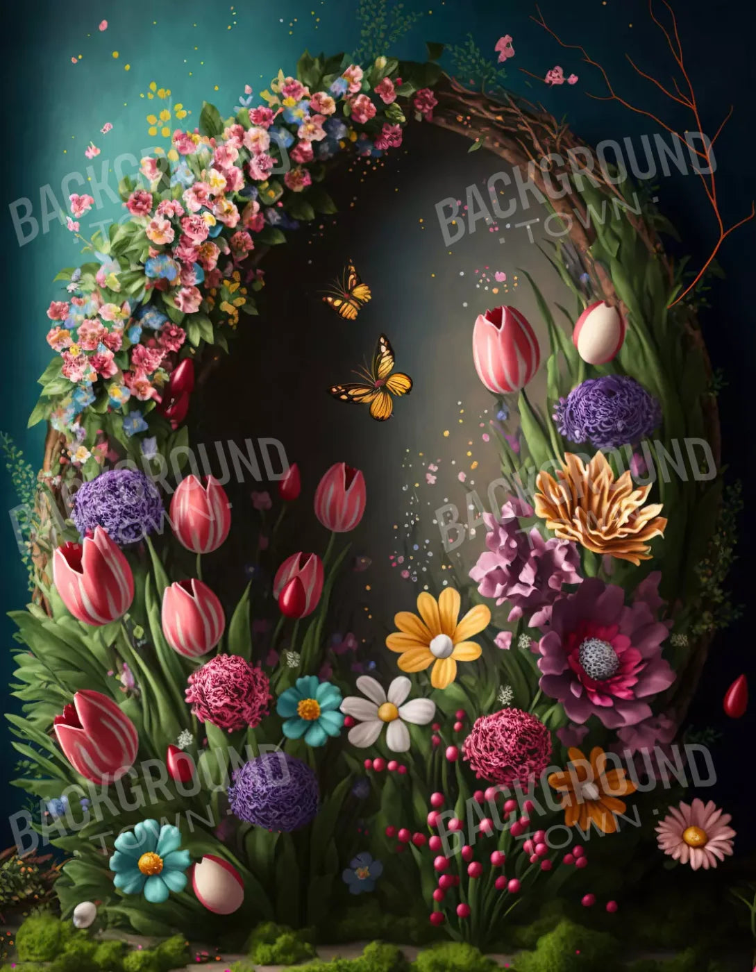 Floral Wreath 6’X8’ Fleece (72 X 96 Inch) Backdrop