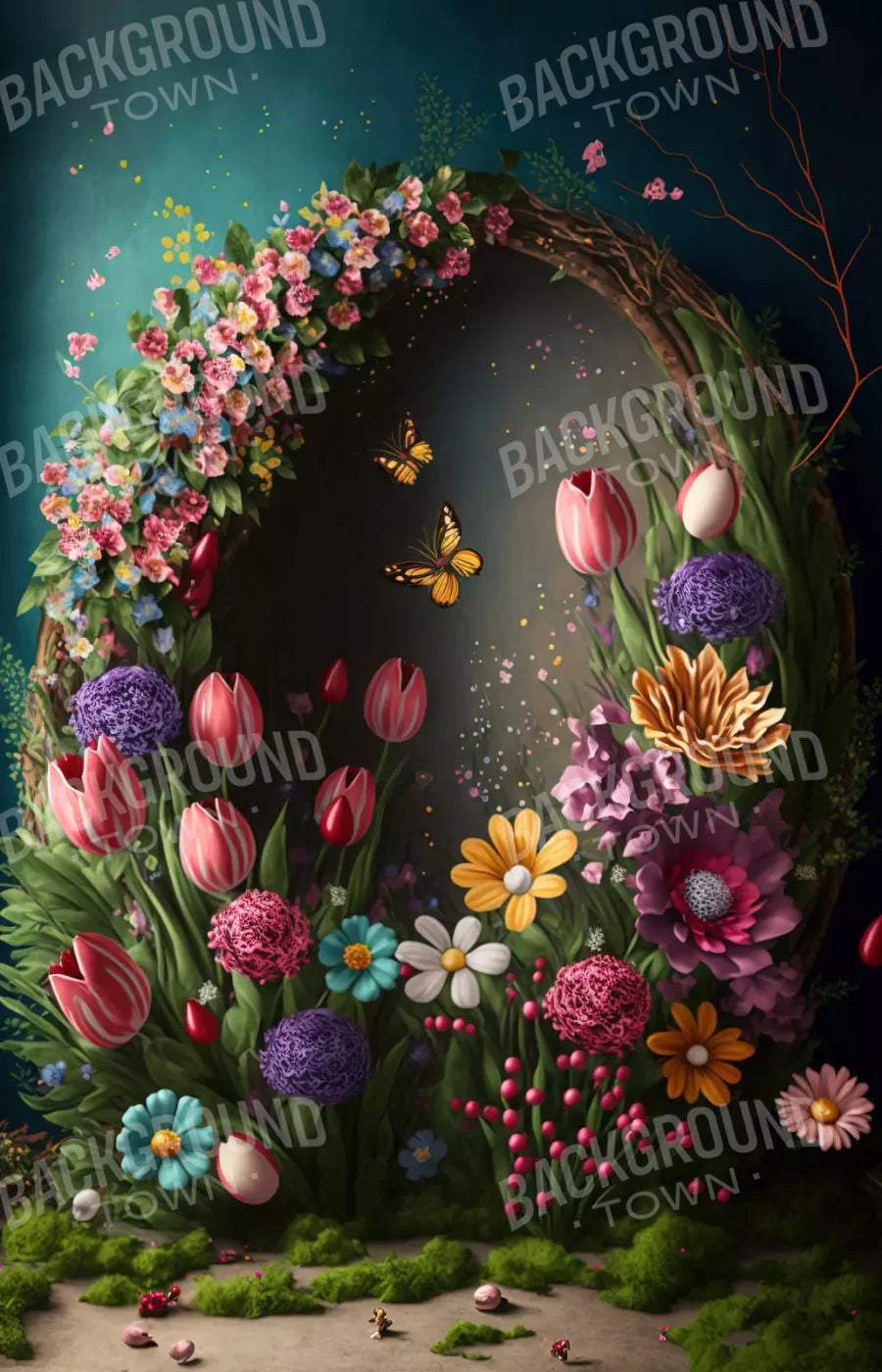 Floral Wreath 8’X12’ Ultracloth (96 X 144 Inch) Backdrop