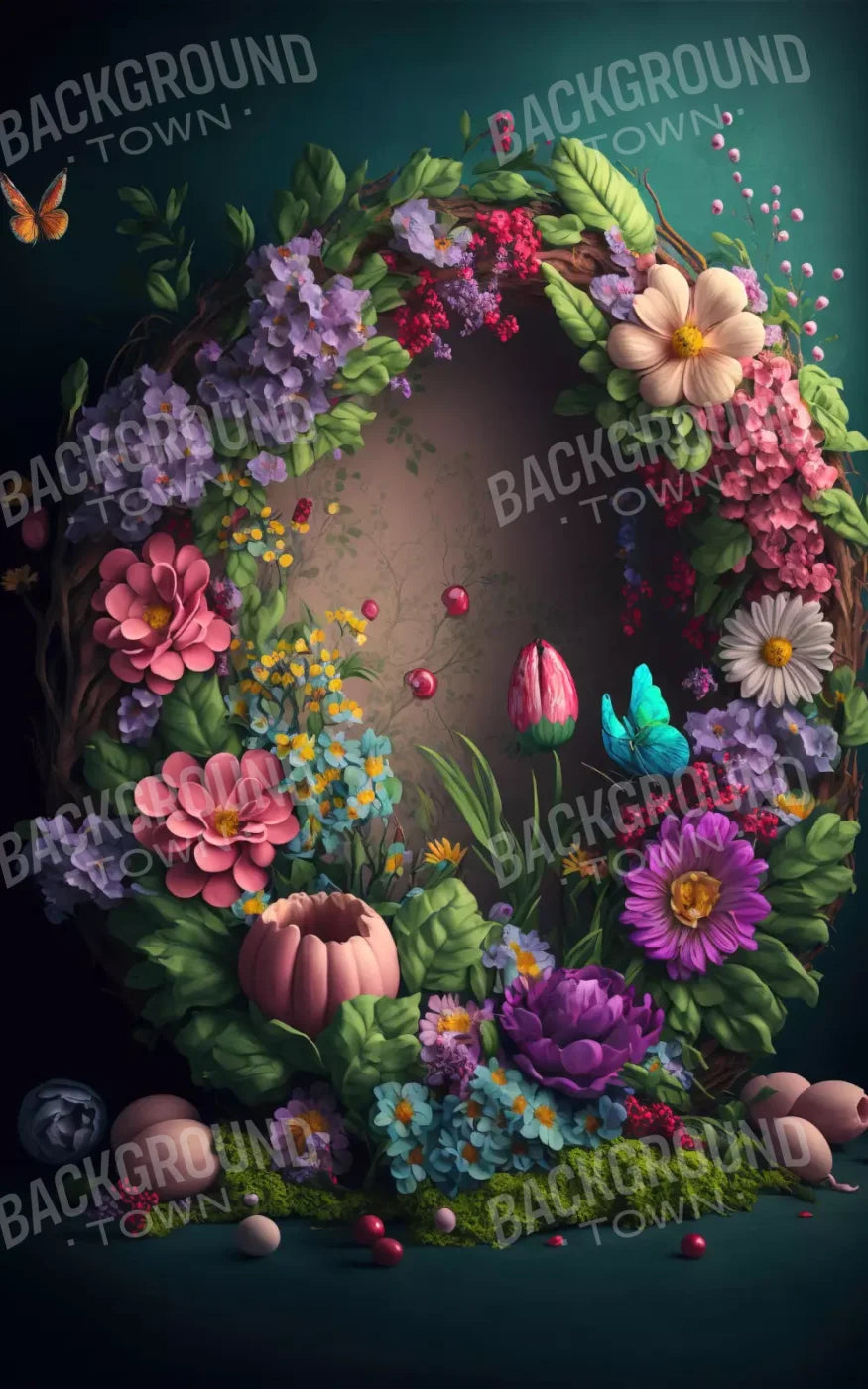 Floral Wreath L 9’X14’ Ultracloth (108 X 168 Inch) Backdrop
