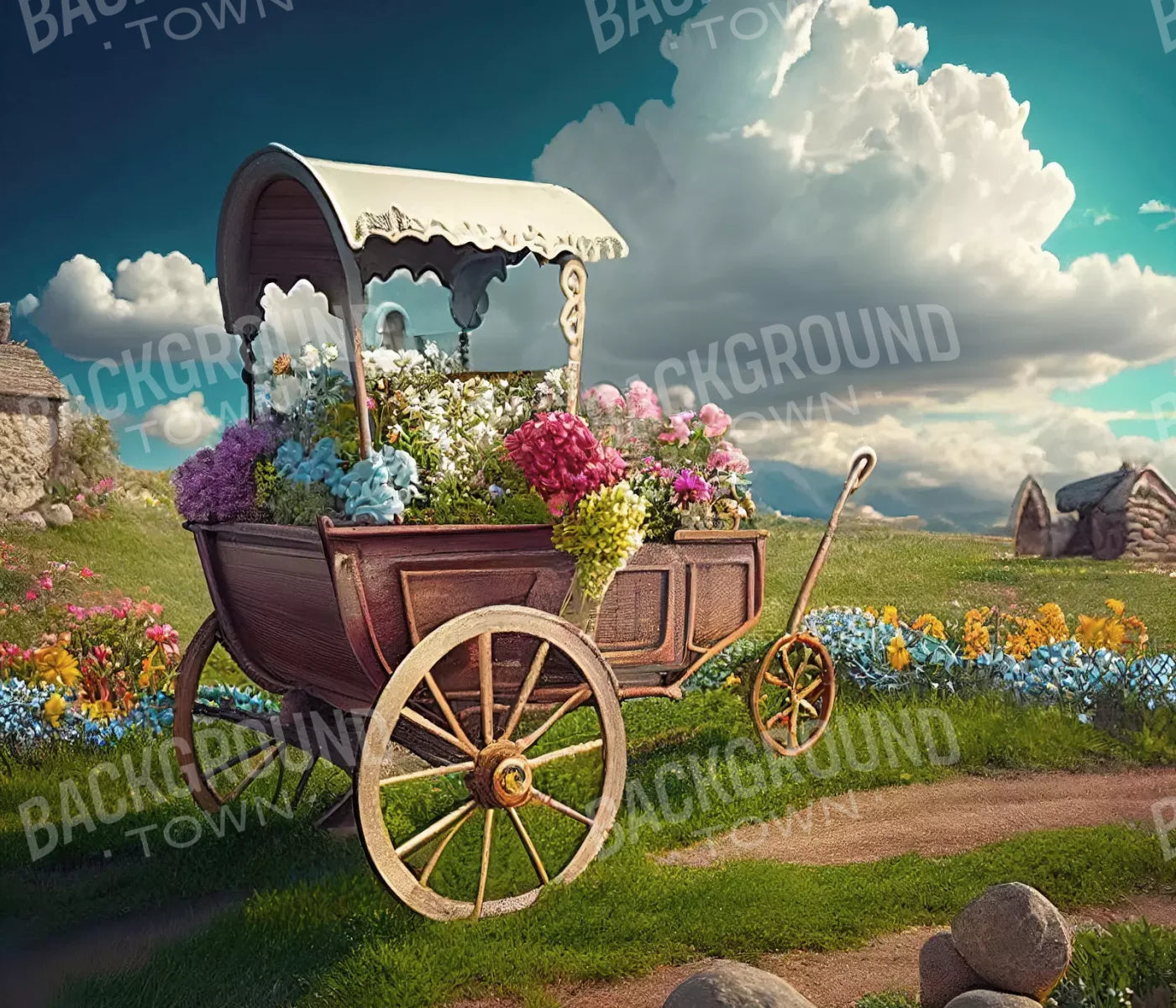 Flower Cart I 12X10 Ultracloth ( 144 X 120 Inch ) Backdrop
