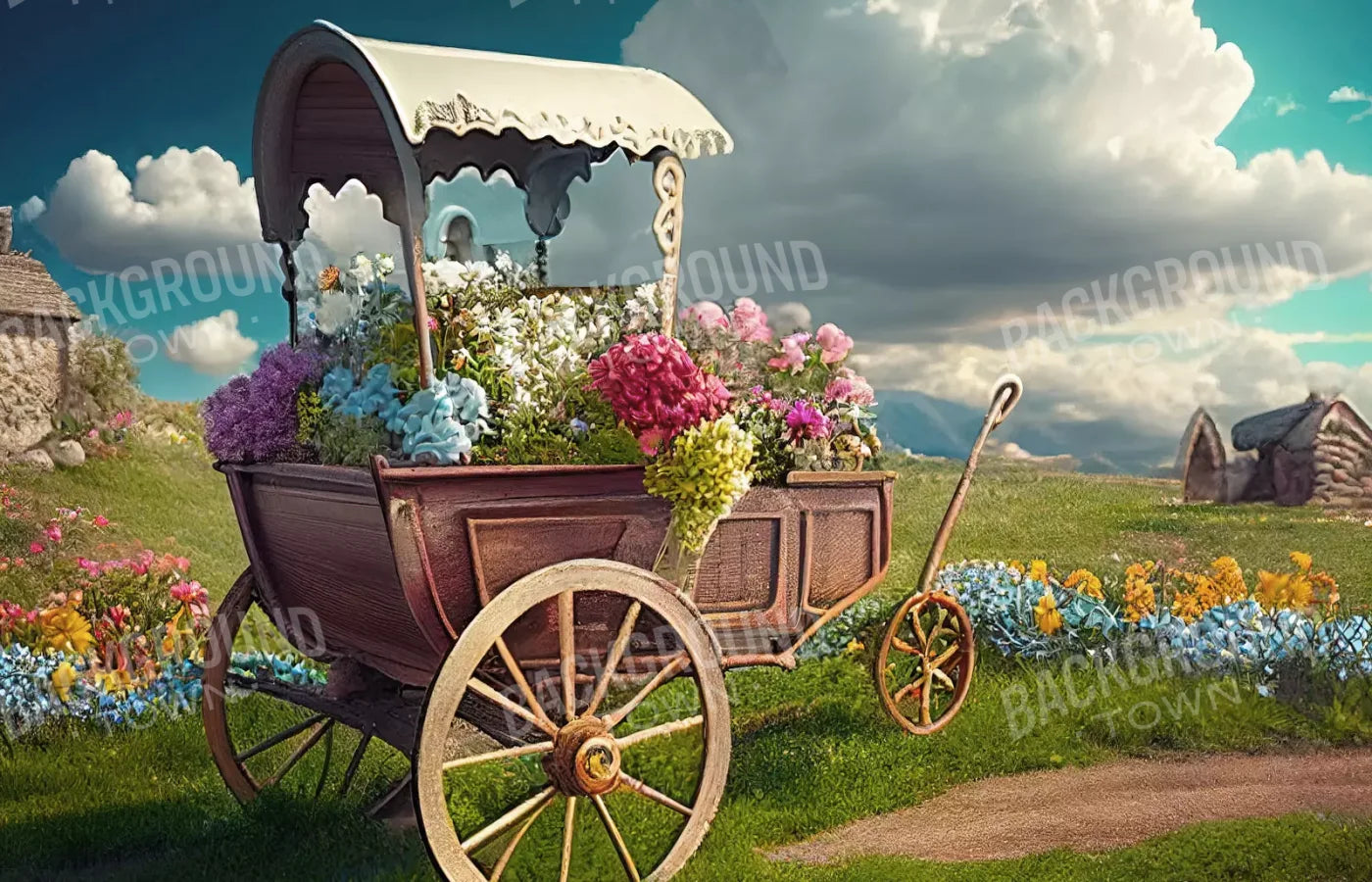 Flower Cart I 12X8 Ultracloth ( 144 X 96 Inch ) Backdrop