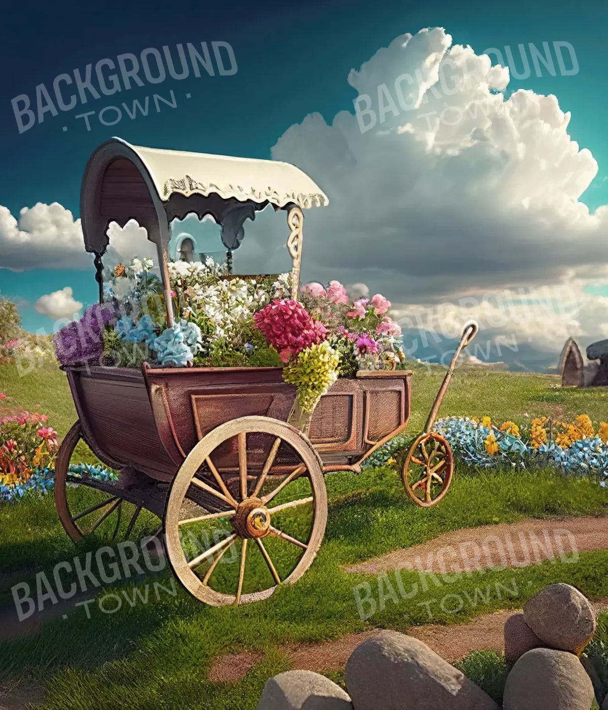 Flower Cart I 10X12 Ultracloth ( 120 X 144 Inch ) Backdrop