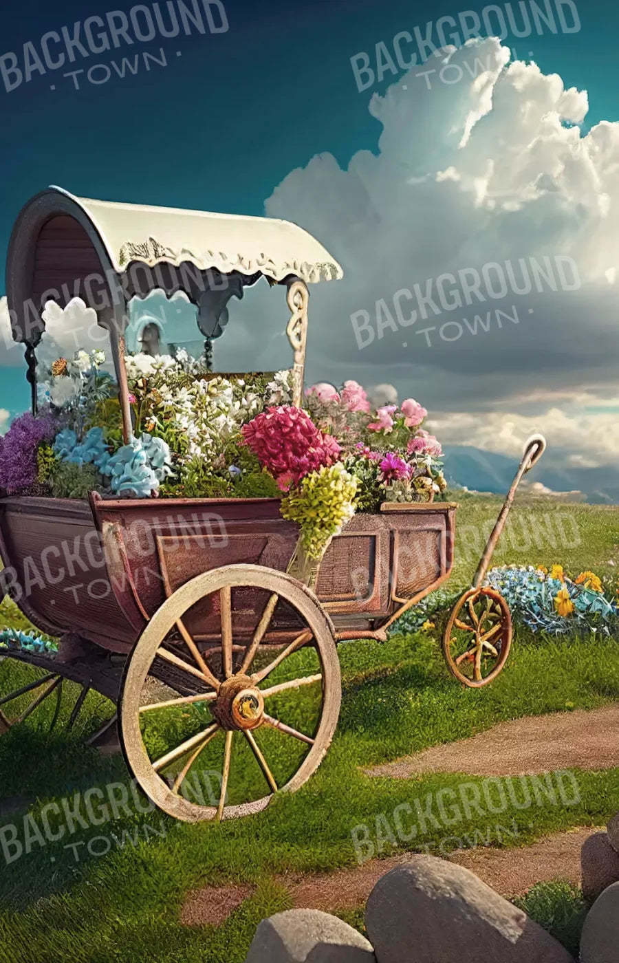 Flower Cart I 8X12 Ultracloth ( 96 X 144 Inch ) Backdrop