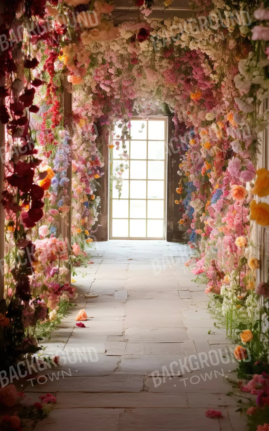 Flower Garland Hallway 1 10’X16’ Ultracloth (120 X 192 Inch) Backdrop