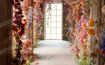 Flower Garland Hallway 1 16’X10’ Ultracloth (192 X 120 Inch) Backdrop